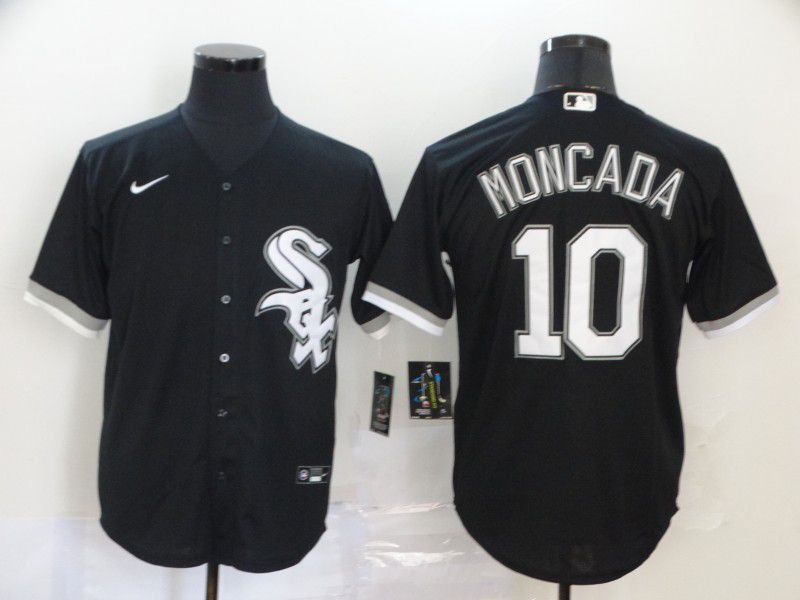 Men Chicago White Sox 10 Moncada Black Game Nike MLB Jerseys